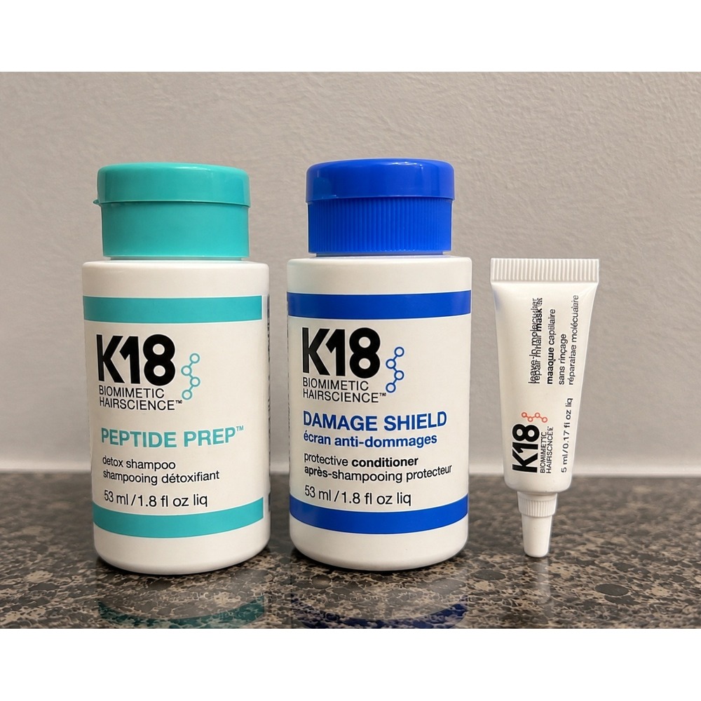 K18 Biomimetic Hairscience Damage Shield Bundle Peptide Prep Detox Mask Set